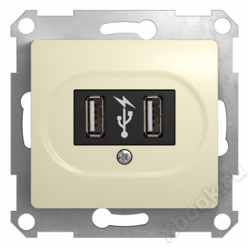 Schneider Electric Glossa Беж USB Розетка (GSL000232) вид спереди
