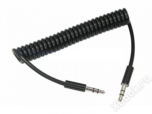 REXANT Аудиокабель AUX 3.5 мм шнур спираль 1 м черный (18-4010) вид спереди