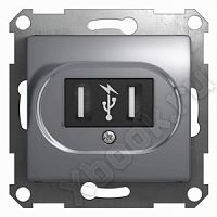 Schneider Electric Glossa Алюминий USB Розетка (GSL000332)